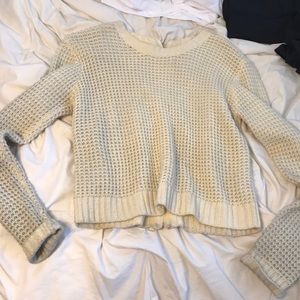 LA hearts cream crop sweater L